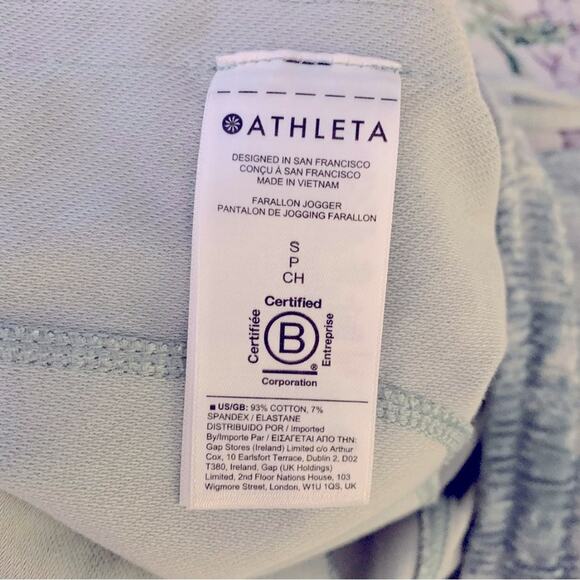 Athleta Farallon Jogger Fog Camo Coast Gray Drawstring Pants Small Blue Green - Picture 12 of 14